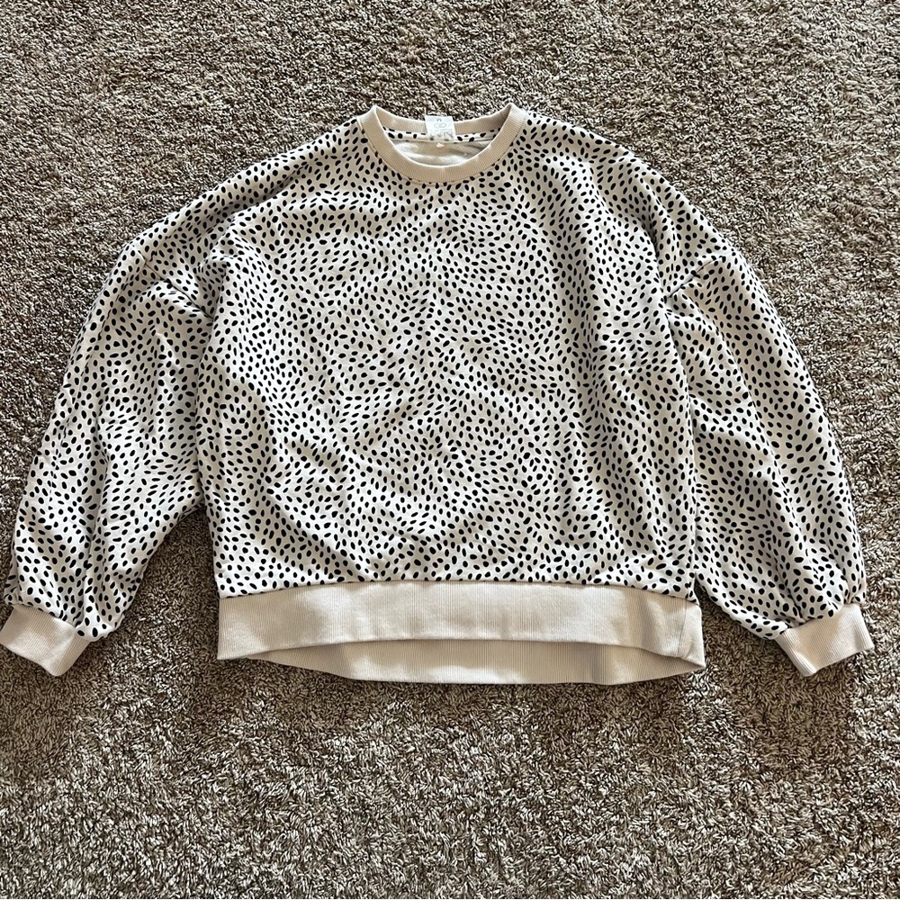 CALIA by Carrie Underwood Black and White Polka Dot Sweatshirt